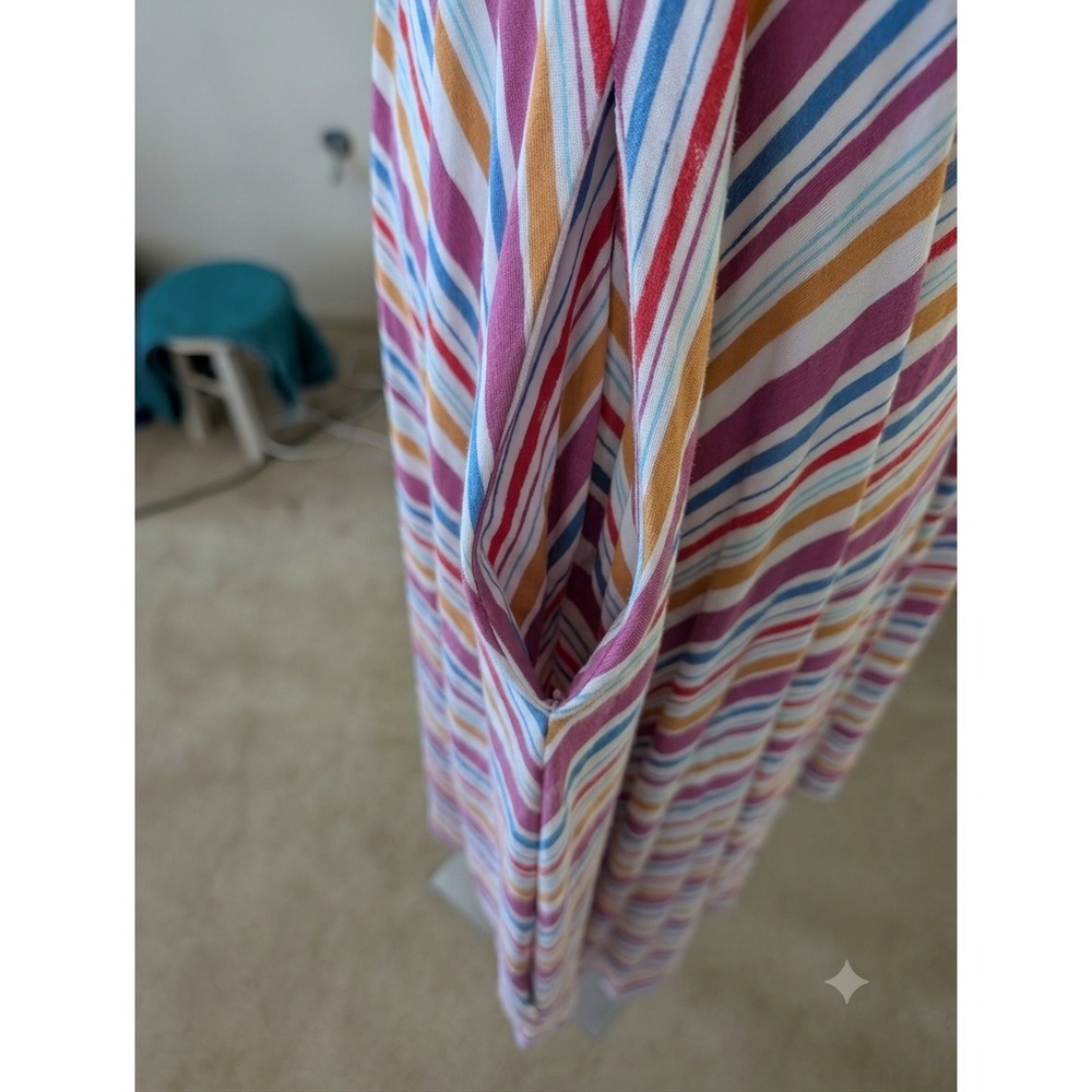 Modcloth Multi Colored Stripe Handkerchief Hem Midi with Pockets Size Small - Picture 4 of 9